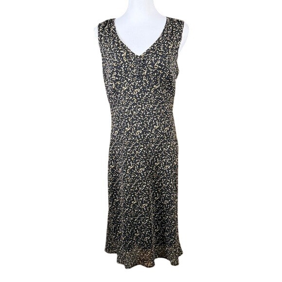 F.L.P. Faith Love Passion Dresses & Skirts - F.L.P. Faith Love Passion Polka Dot Midi Dress Black Tan V-Neck Womens Size 14